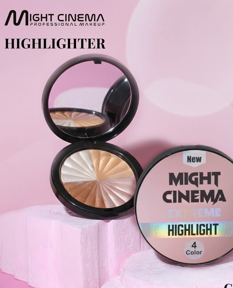 Might Cinema Highlighter Palette – 4 Shades: Silver, Gold, Copper, Rose - Image 1